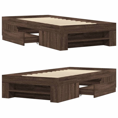 Bed Frame without Mattress Brown Oak 90x200 cm Engineered Wood