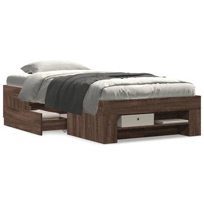 Bed Frame without Mattress Brown Oak 90x200 cm Engineered Wood