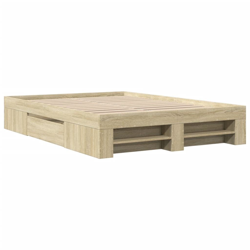 Bed Frame without Mattress Sonoma Oak 140x190 cm Engineered Wood