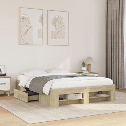 Bed Frame without Mattress Sonoma Oak 140x190 cm Engineered Wood