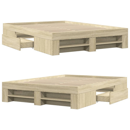 Bed Frame without Mattress Sonoma Oak 140x190 cm Engineered Wood