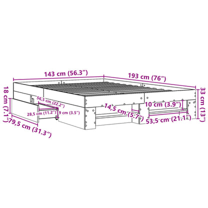 Bed Frame without Mattress Sonoma Oak 140x190 cm Engineered Wood