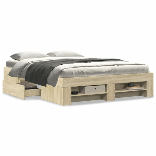 Bed Frame without Mattress Sonoma Oak 140x190 cm Engineered Wood