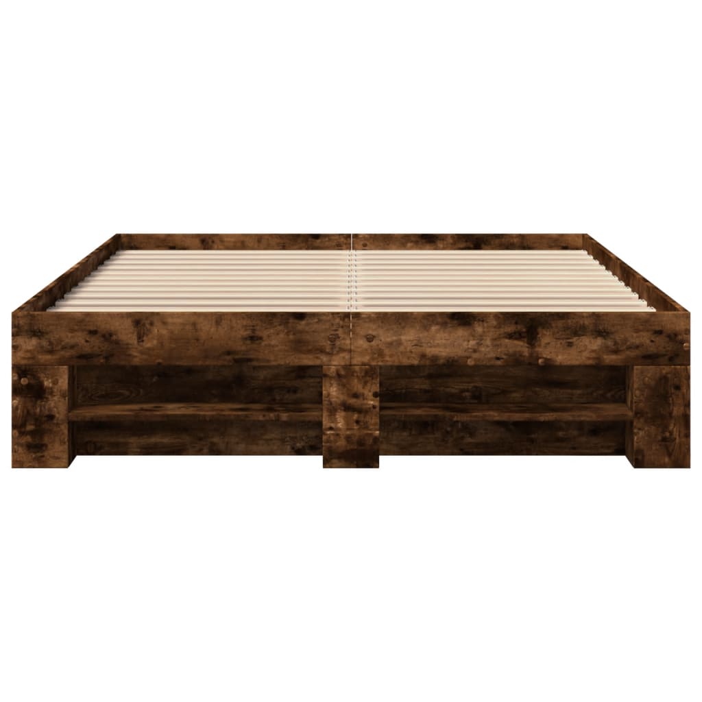 Bed Frame without Mattress Smoked Oak 140x190 cm Engineered Wood