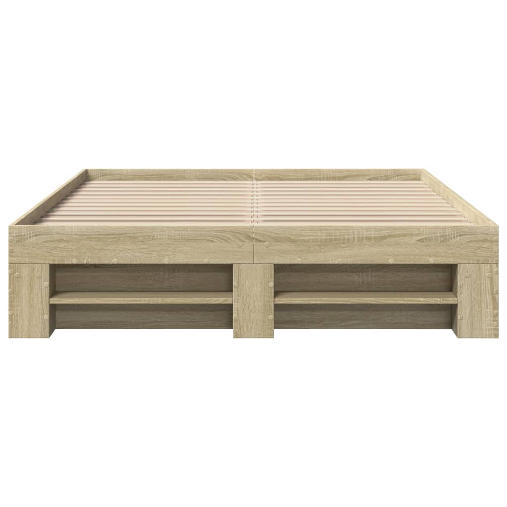 Bed Frame Sonoma Oak 135x190 cm Engineered Wood