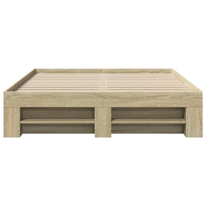 Bed Frame Sonoma Oak 135x190 cm Engineered Wood