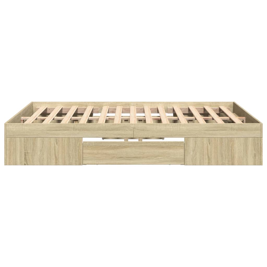 Bed Frame Sonoma Oak 135x190 cm Engineered Wood