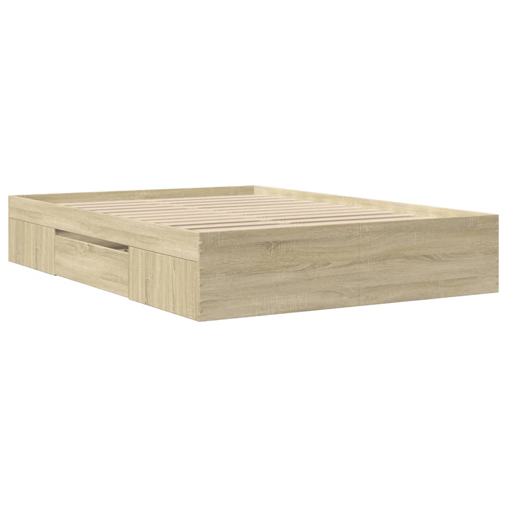 Bed Frame Sonoma Oak 135x190 cm Engineered Wood