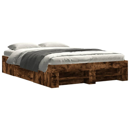 Bed Frame without Mattress Smoked Oak 120x190 cm Small Double Engineered Wood