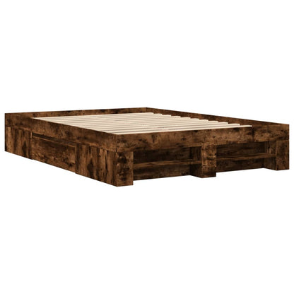 Bed Frame without Mattress Smoked Oak 120x190 cm Small Double Engineered Wood