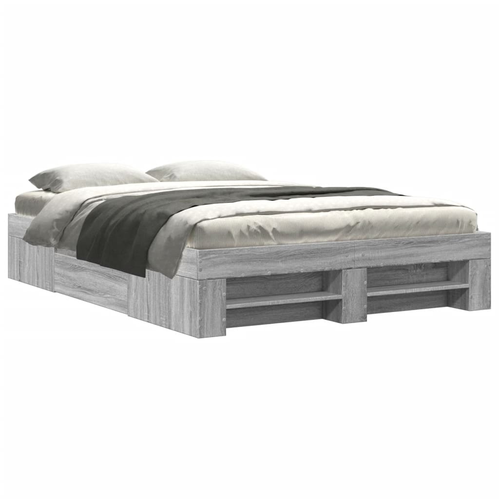 Bed Frame without Mattress Grey Sonoma 120x190 cm Small Double Engineered Wood