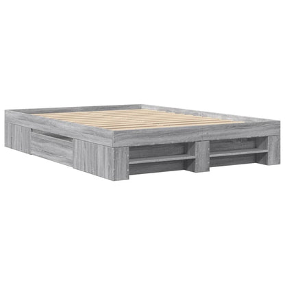 Bed Frame without Mattress Grey Sonoma 120x190 cm Small Double Engineered Wood