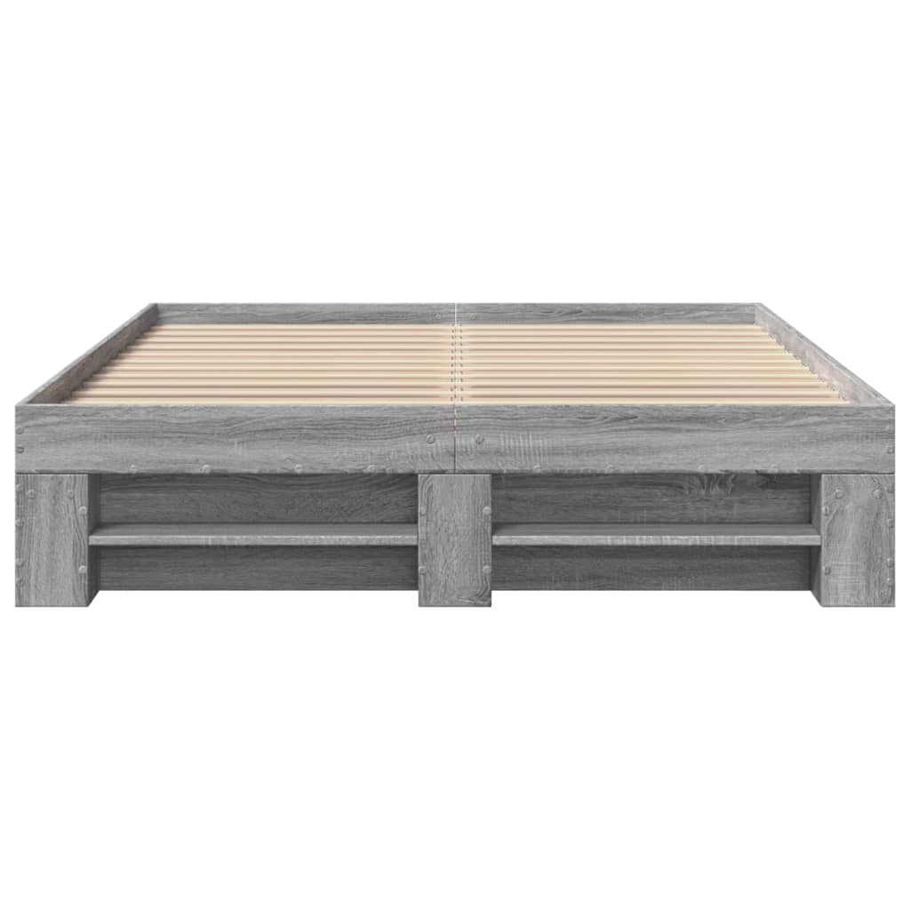 Bed Frame without Mattress Grey Sonoma 120x190 cm Small Double Engineered Wood