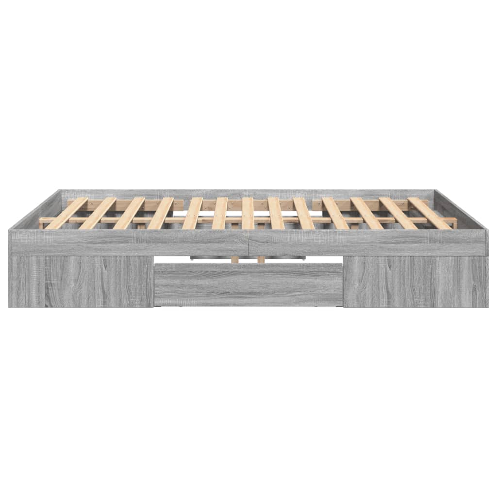 Bed Frame without Mattress Grey Sonoma 120x190 cm Small Double Engineered Wood