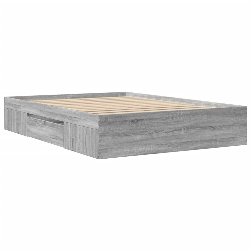 Bed Frame without Mattress Grey Sonoma 120x190 cm Small Double Engineered Wood