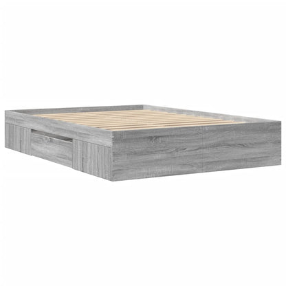 Bed Frame without Mattress Grey Sonoma 120x190 cm Small Double Engineered Wood