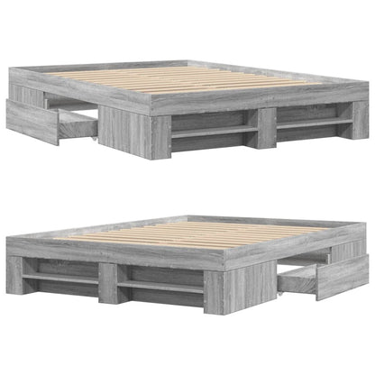 Bed Frame without Mattress Grey Sonoma 120x190 cm Small Double Engineered Wood