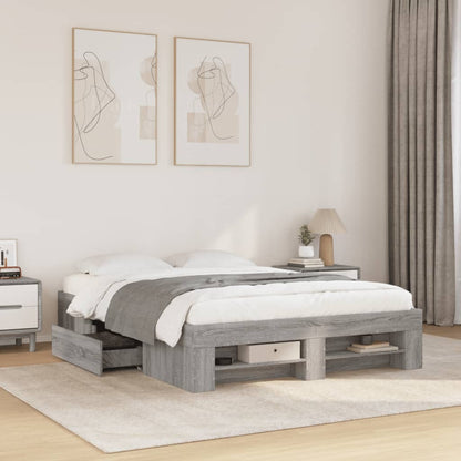 Bed Frame without Mattress Grey Sonoma 120x190 cm Small Double Engineered Wood