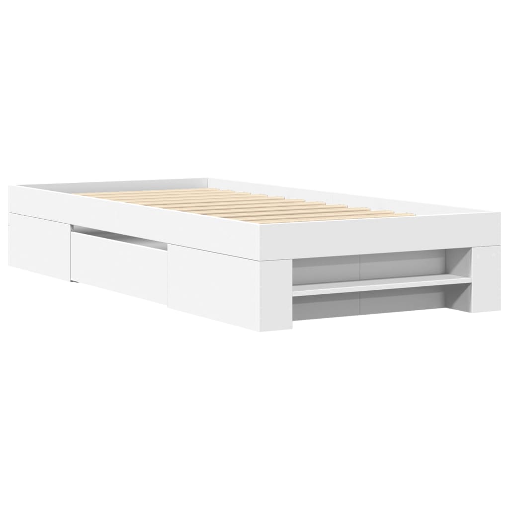 Bed Frame White 90x190 cm Single Engineered Wood