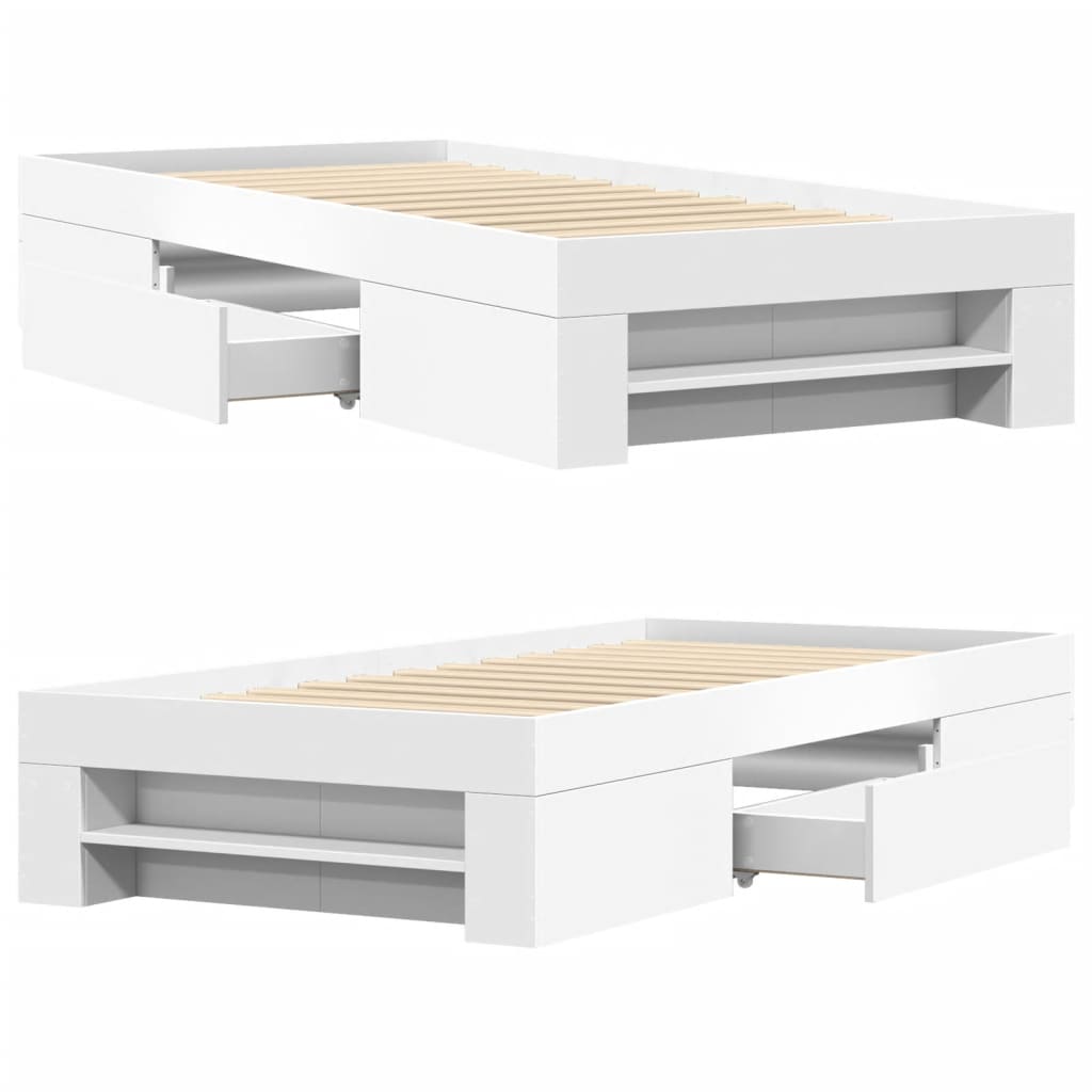 Bed Frame White 90x190 cm Single Engineered Wood