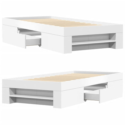 Bed Frame White 90x190 cm Single Engineered Wood