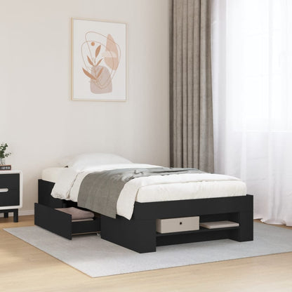 Bed Frame Black 90x190 cm Single Engineered Wood