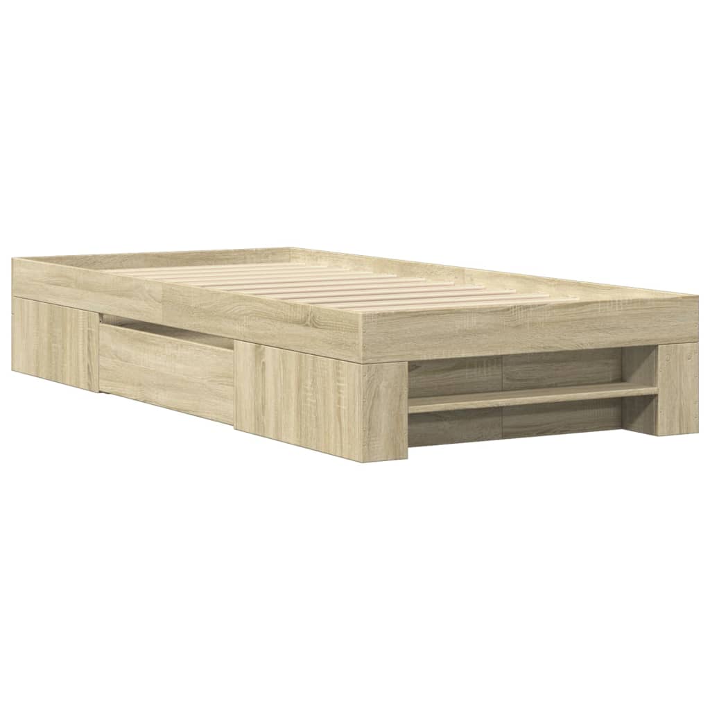 Bed Frame Sonoma Oak 90x190 cm Single Engineered Wood