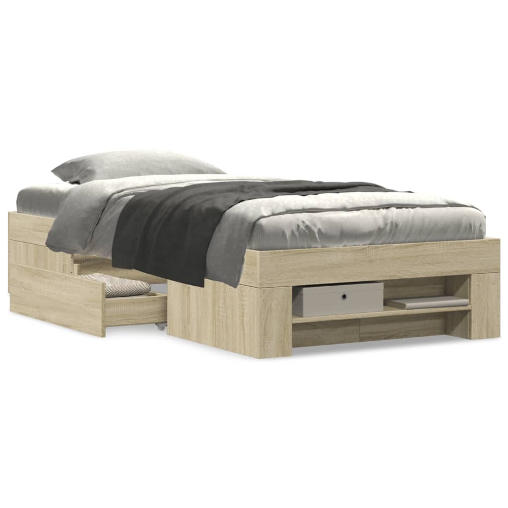 Bed Frame Sonoma Oak 90x190 cm Single Engineered Wood