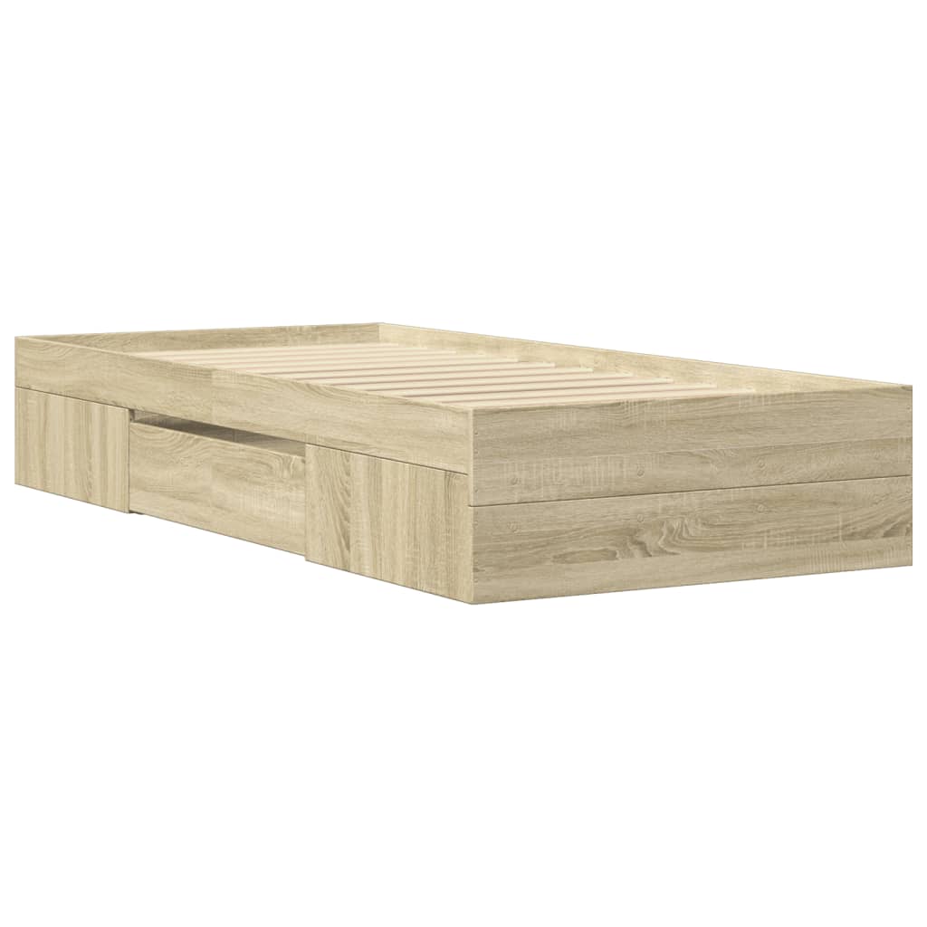 Bed Frame Sonoma Oak 90x190 cm Single Engineered Wood