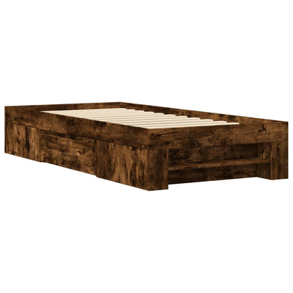 Bed Frame Smoked Oak 90x190 cm Single Engineered Wood