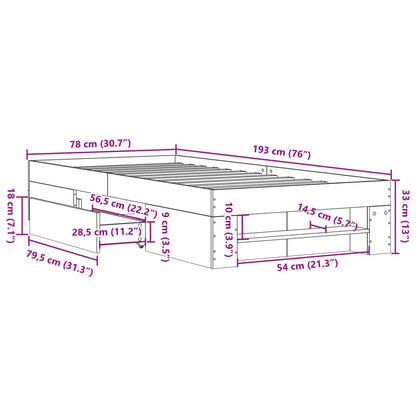 Bed Frame White 75x190 cm Small Single Engineered Wood