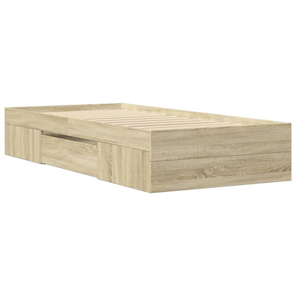 Bed Frame without Mattress Sonoma Oak 75x190 cm Small Single Engineered Wood