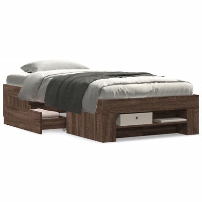 Bed Frame Brown Oak 75x190 cm Small Single Engineered Wood