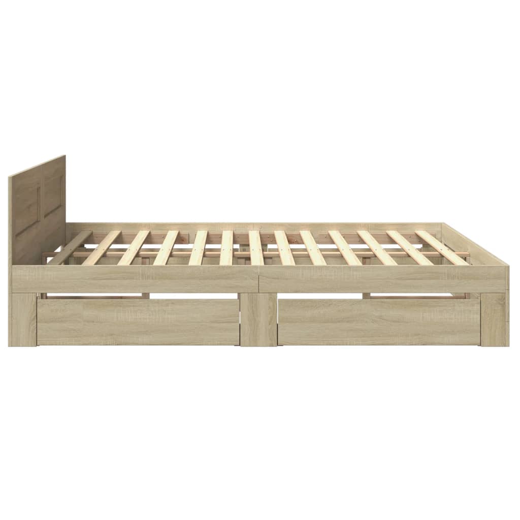 Bed Frame with Headboard Sonoma Oak 180x200 cm King Size Engineered Wood