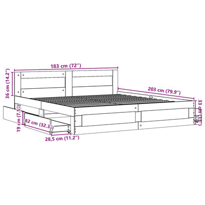 Bed Frame with Headboard Sonoma Oak 180x200 cm King Size Engineered Wood