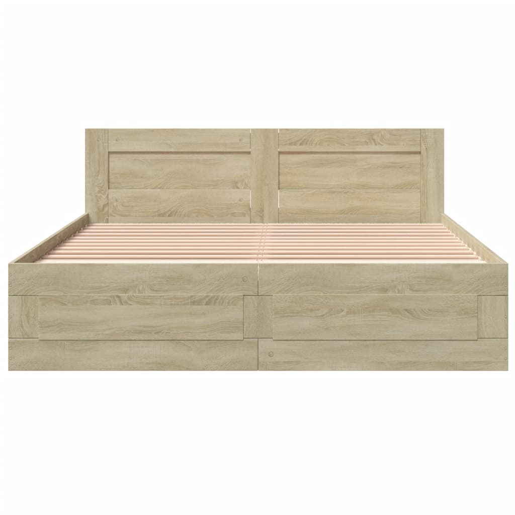 Bed Frame with Headboard without Mattress Sonoma Oak 160x200 cm