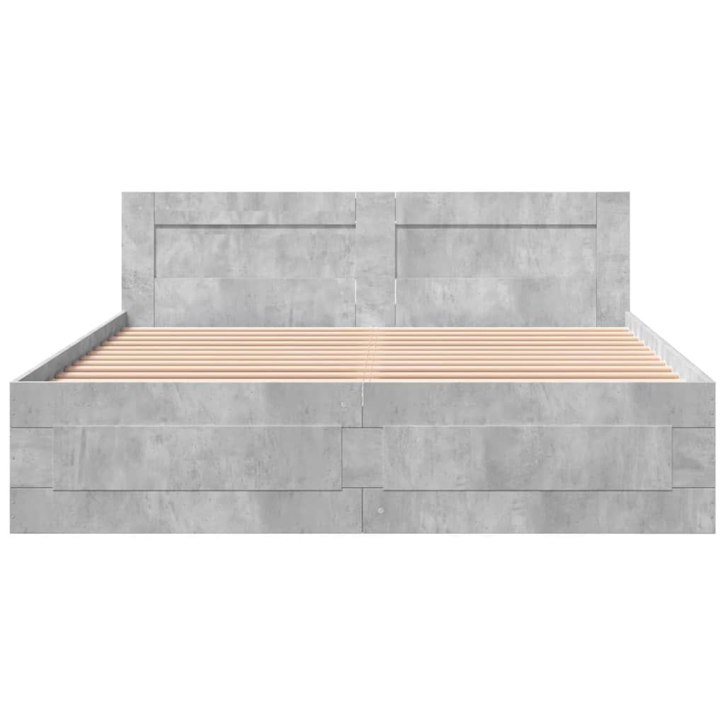 Bed Frame with Headboard without Mattress Concrete Grey 160x200 cm