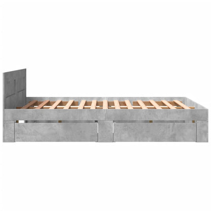 Bed Frame with Headboard without Mattress Concrete Grey 160x200 cm