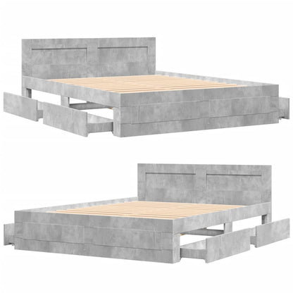 Bed Frame with Headboard without Mattress Concrete Grey 160x200 cm