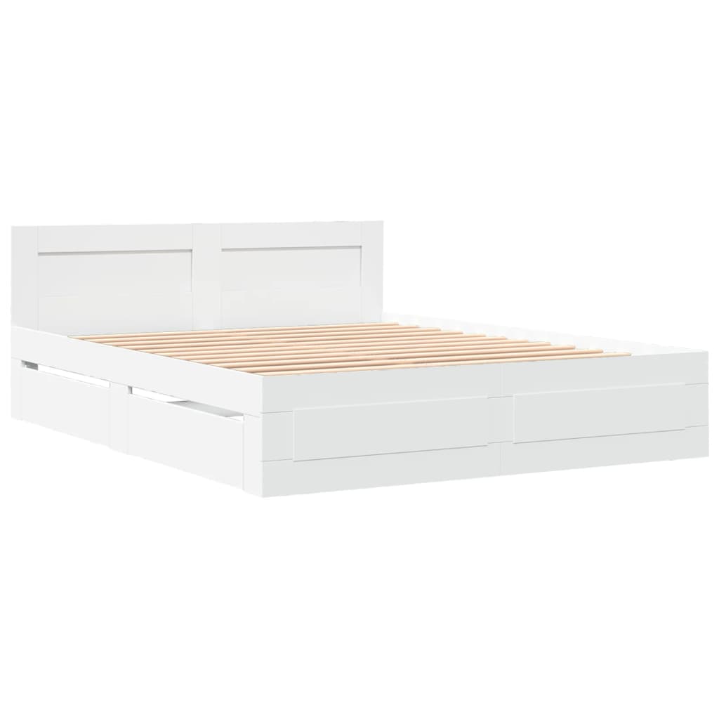 Bed Frame with Headboard without Mattress White 150x200 cm King Size