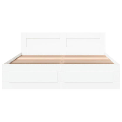 Bed Frame with Headboard without Mattress White 150x200 cm King Size