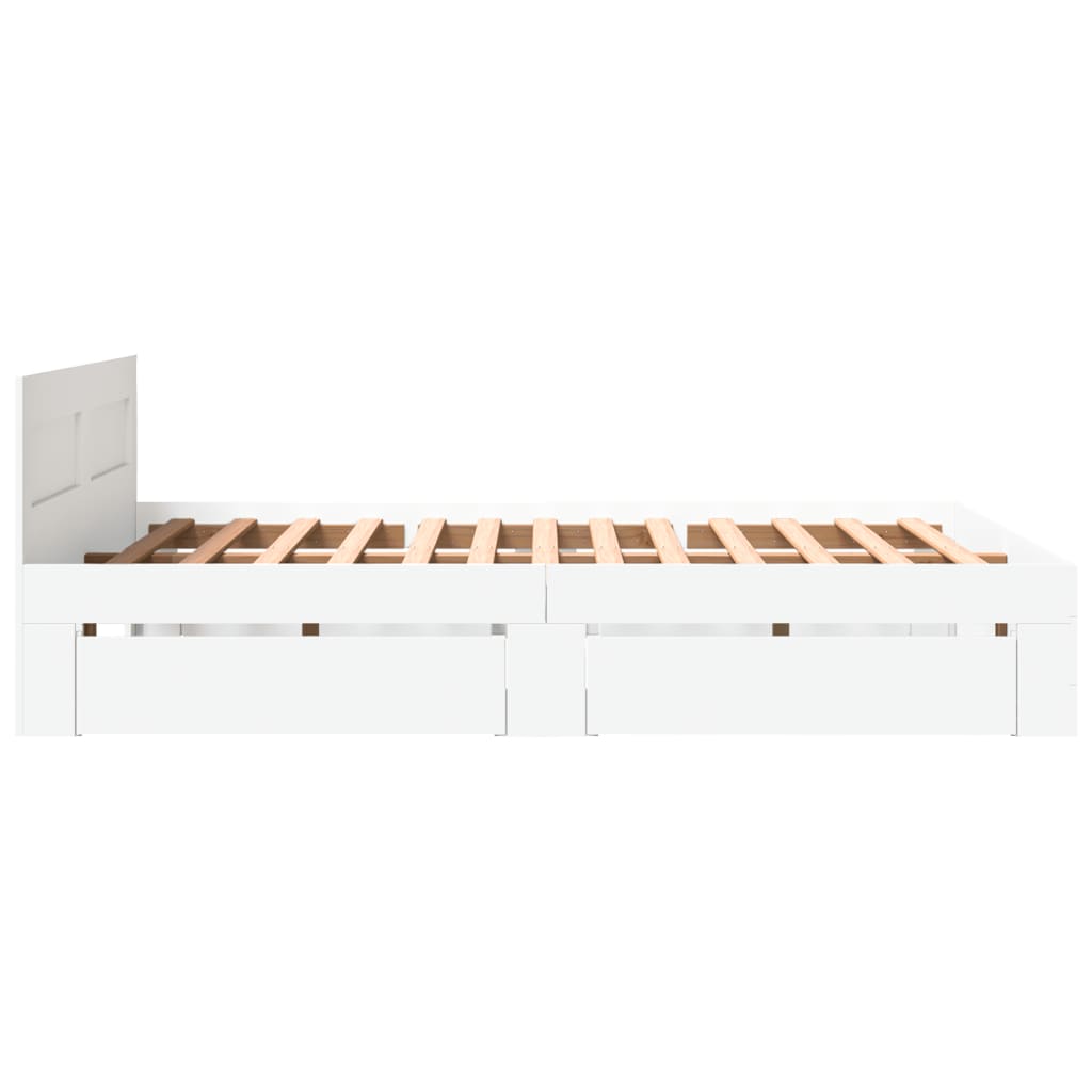 Bed Frame with Headboard without Mattress White 150x200 cm King Size