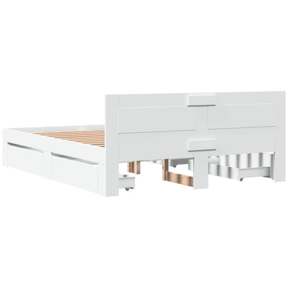 Bed Frame with Headboard without Mattress White 150x200 cm King Size