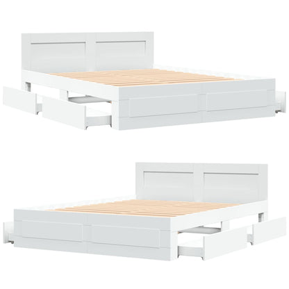 Bed Frame with Headboard without Mattress White 150x200 cm King Size