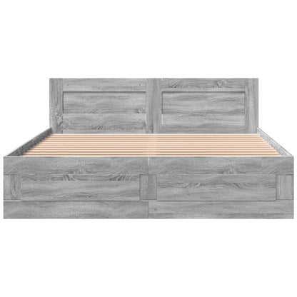 Bed Frame with Headboard without Mattress Grey Sonoma 150x200 cm King Size