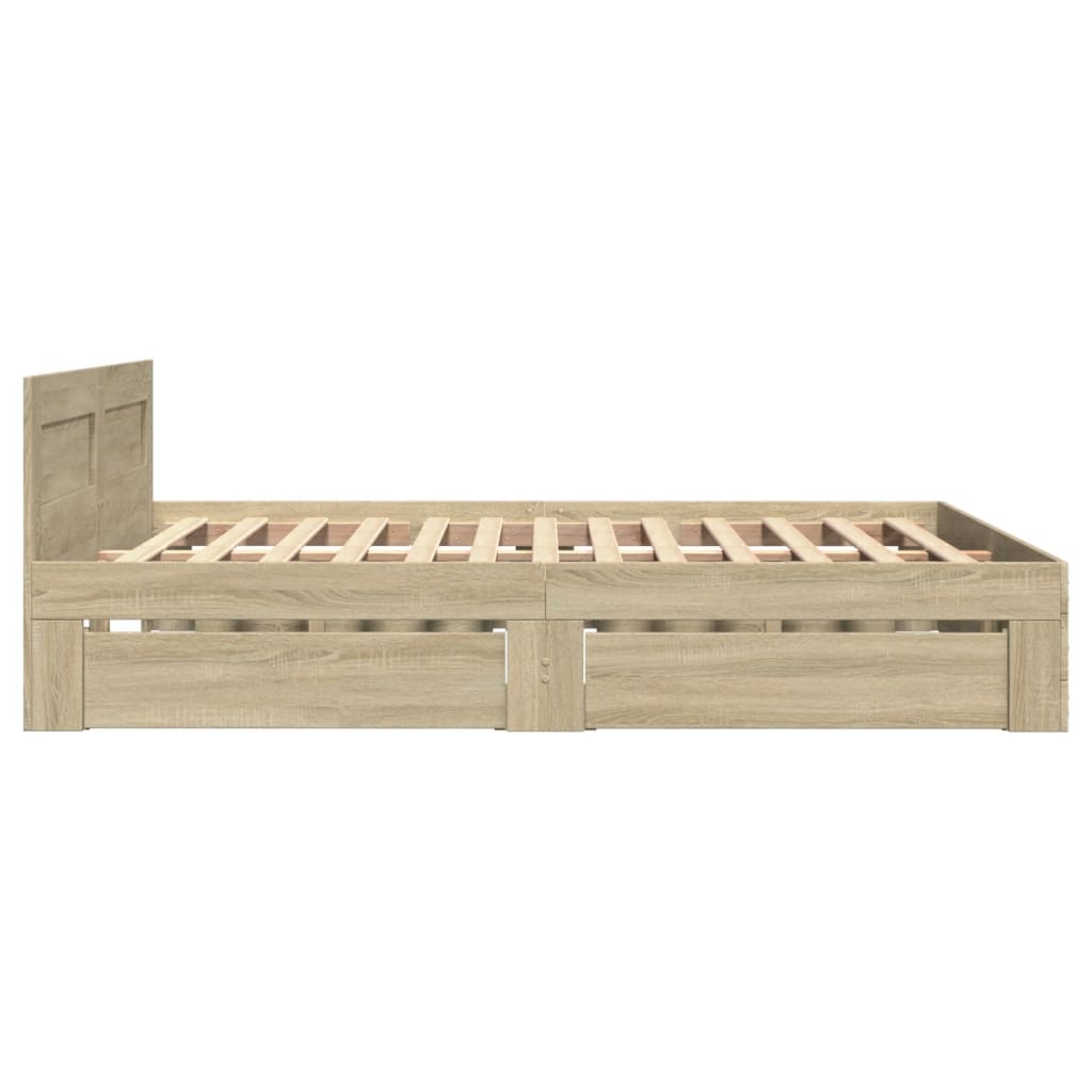 Bed Frame with Headboard without Mattress Sonoma Oak 120x200 cm