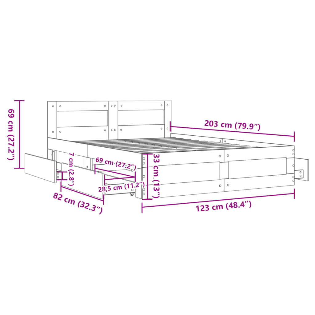 Bed Frame with Headboard without Mattress Sonoma Oak 120x200 cm