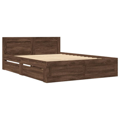 Bed Frame with Headboard without Mattress Brown Oak 120x200 cm