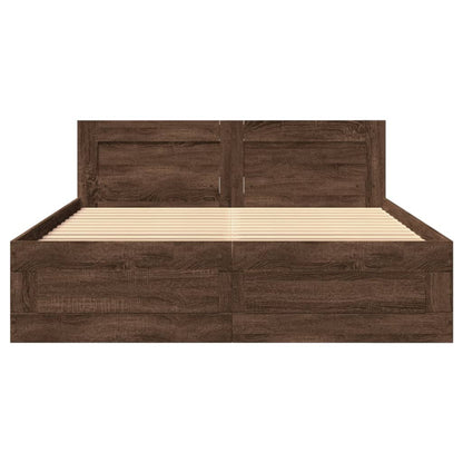 Bed Frame with Headboard without Mattress Brown Oak 120x200 cm