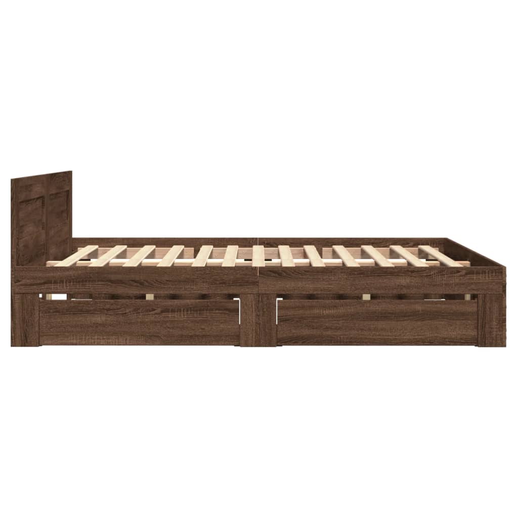 Bed Frame with Headboard without Mattress Brown Oak 120x200 cm